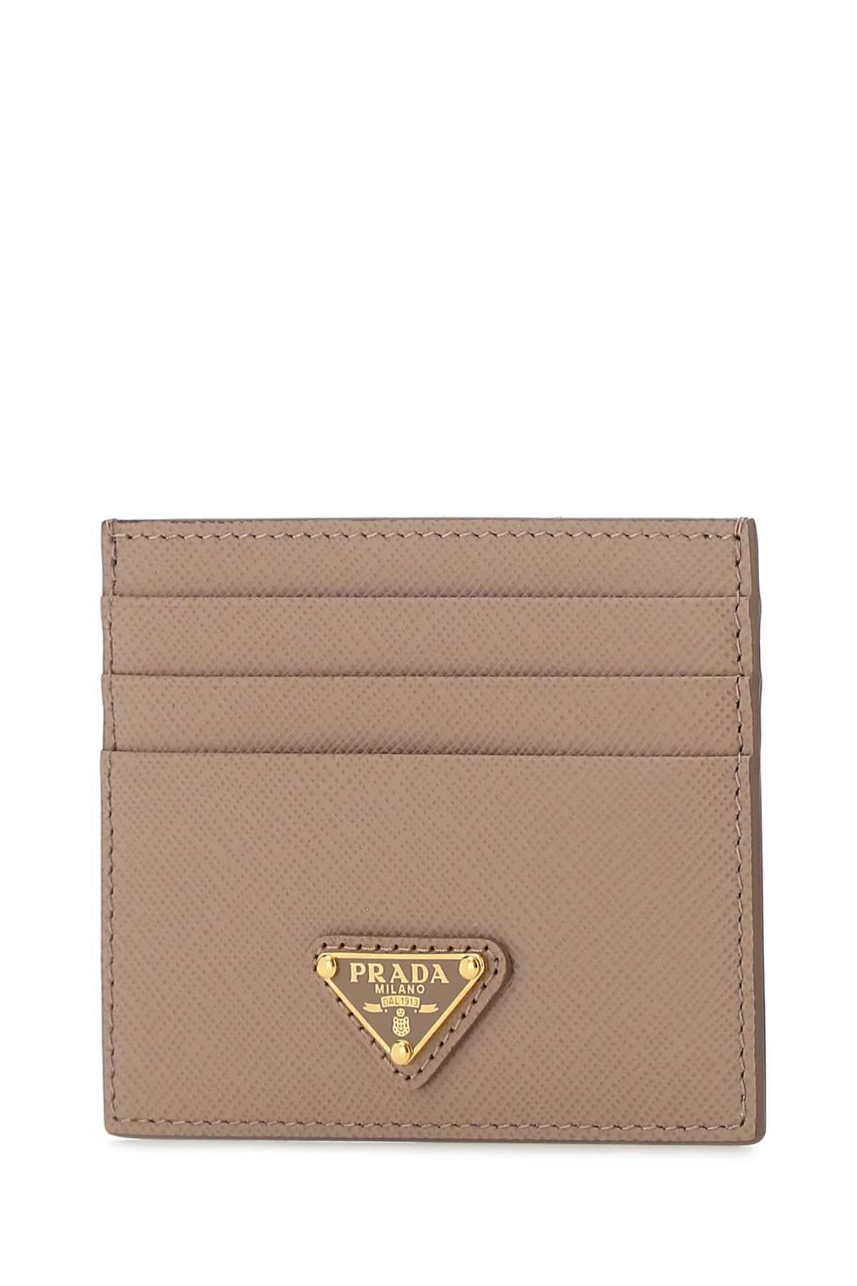 Prada Women Powder Pink Leather Card Holder PRADA