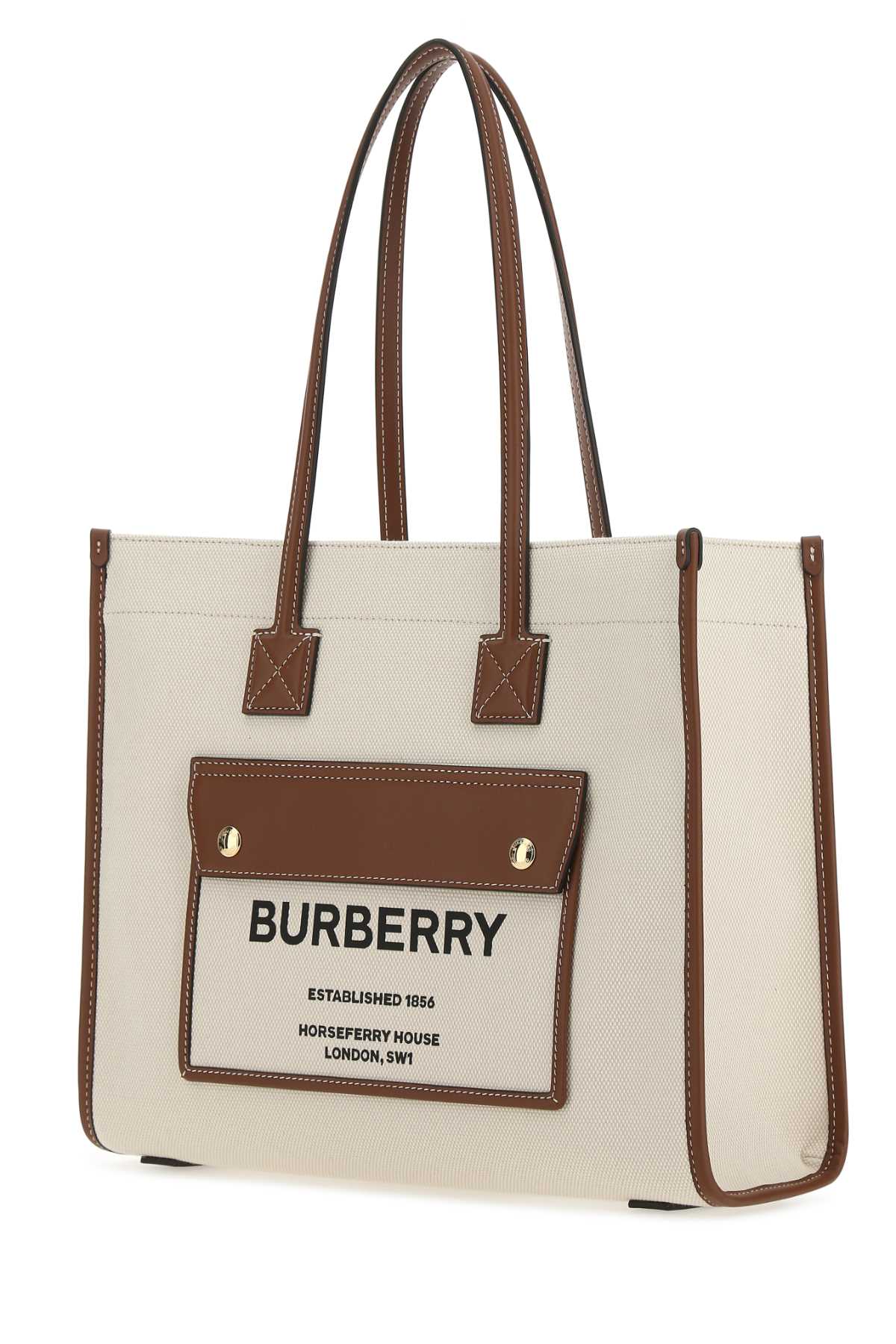 Burberry Women Ivory Canvas Freya Shopping Bag BURBERRY