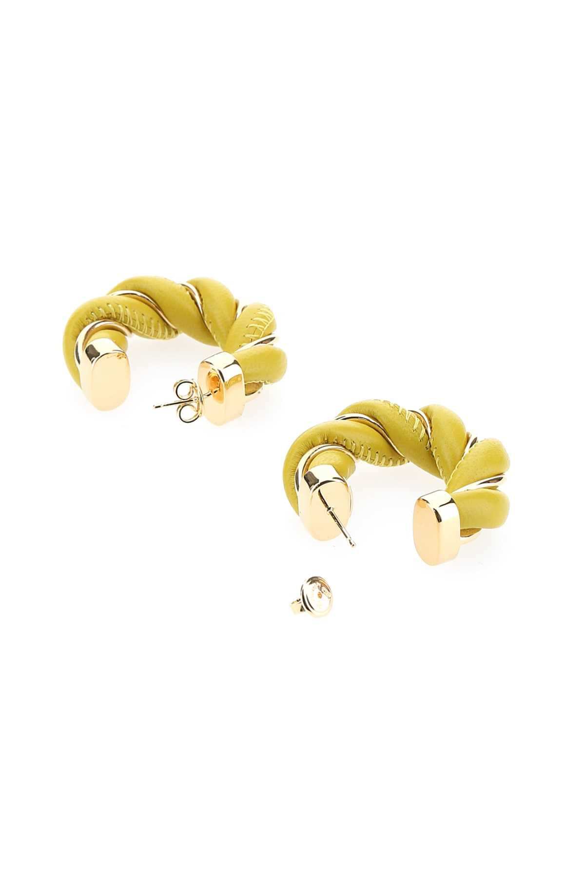 Bottega Veneta Women Yellow Nappa Leather And 925 Silver Twist Earrings BOTTEGA VENETA