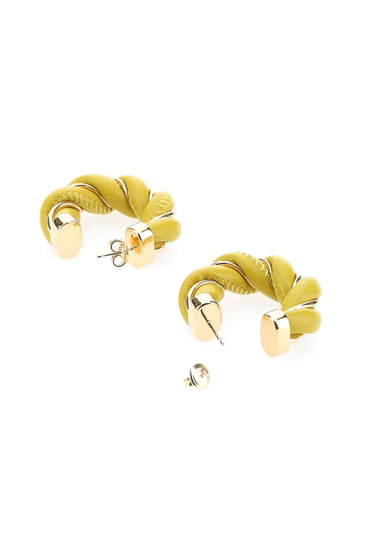 Bottega Veneta Women Yellow Nappa Leather And 925 Silver Twist Earrings BOTTEGA VENETA