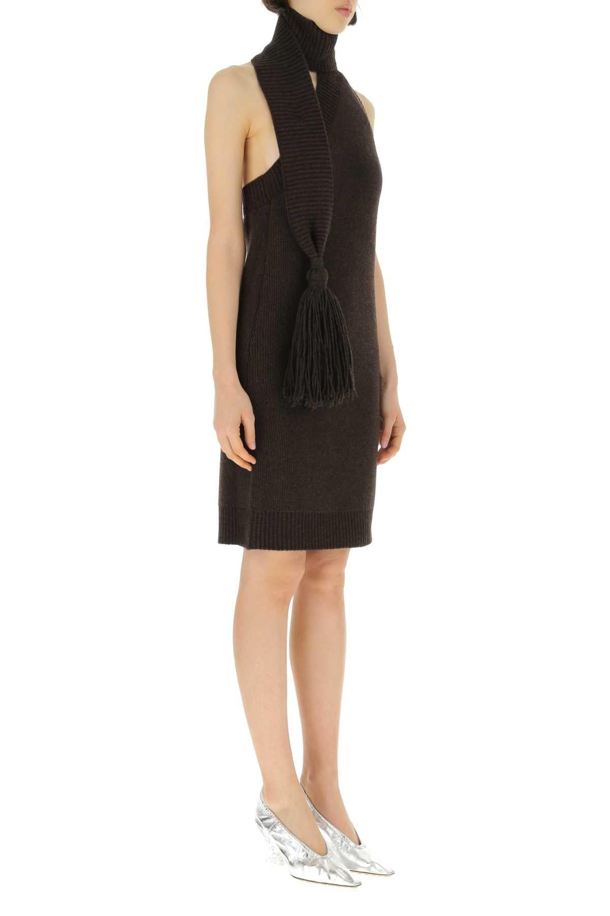 Bottega Veneta Women Dark Brown Wool Mini Dress BOTTEGA VENETA