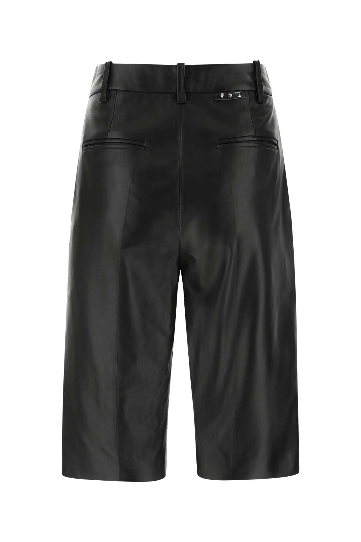 Off White Women Black Leather Bermuda Shorts OFF-WHITE