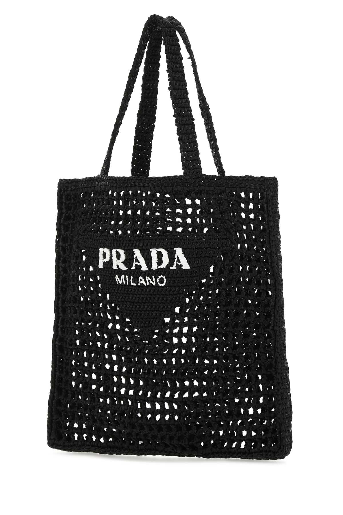 Prada Women Black Raffia Shopping Bag PRADA
