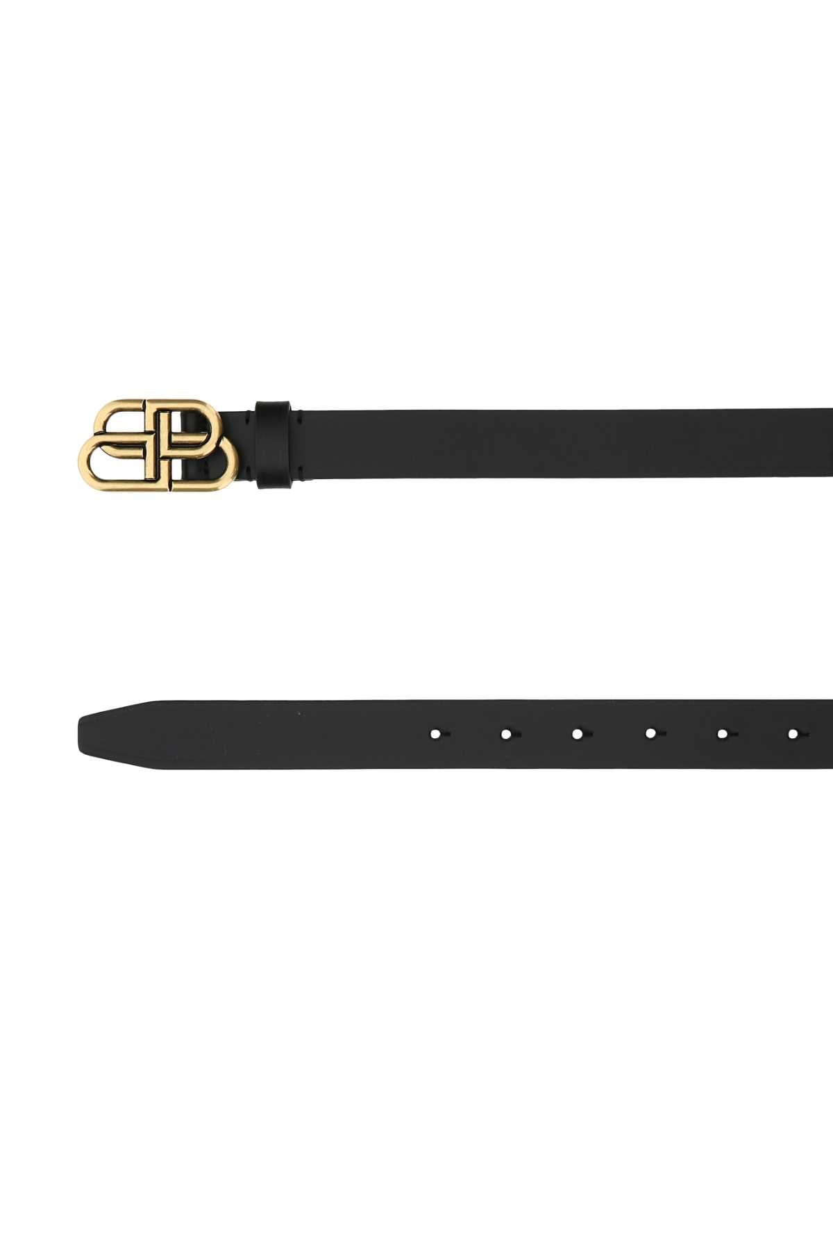 Balenciaga Men Black Leather Bb Belt BALENCIAGA