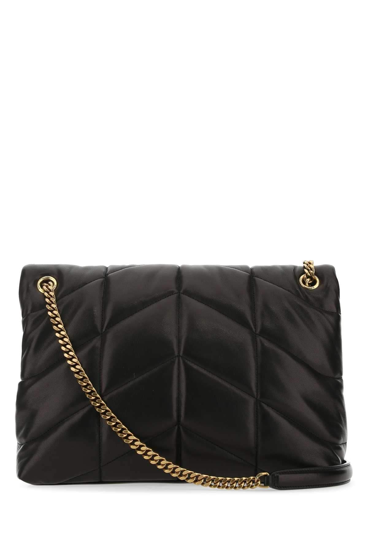 Saint Laurent Women Black Nappa Leather Medium Loulou Shoulder Bag SAINT LAURENT