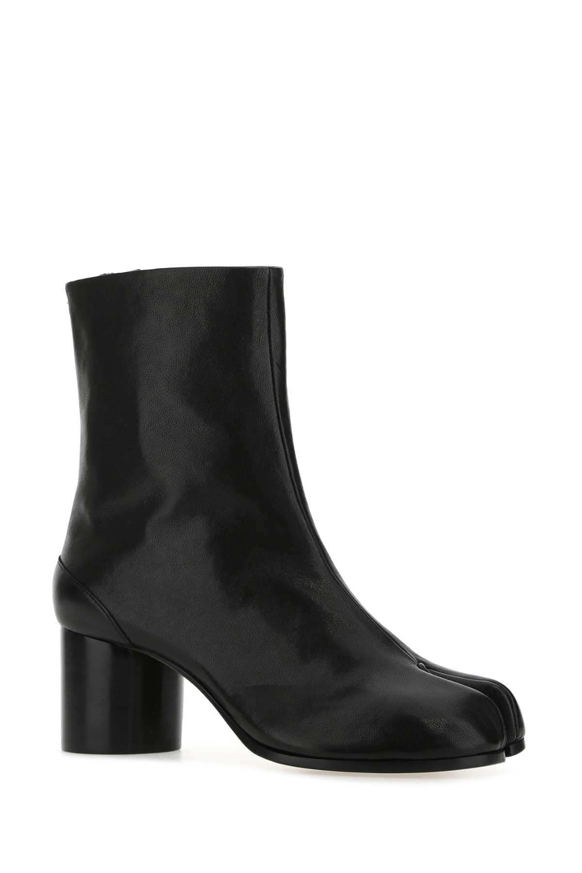 Maison Margiela Women Black Leather Tabi Ankle Boots MAISON MARGIELA