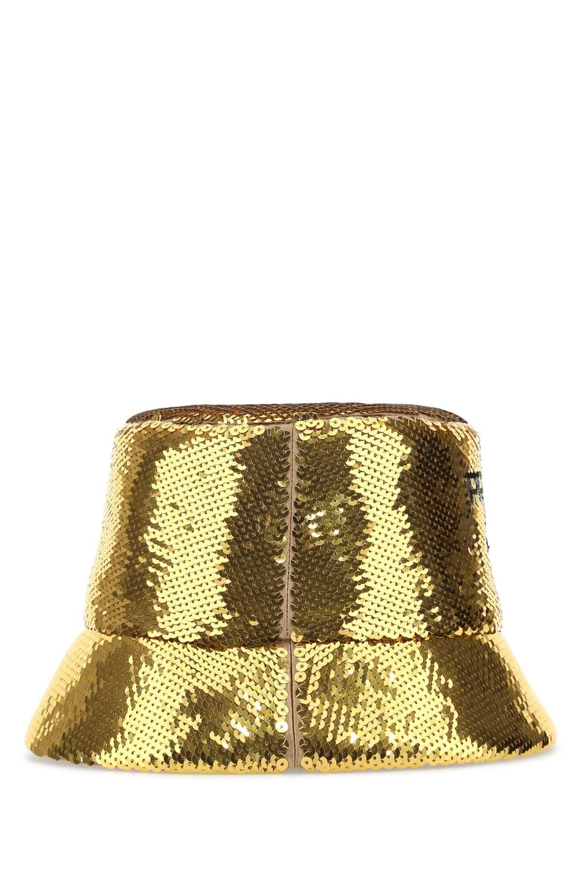 Prada Women Gold Sequins Bucket Hat PRADA