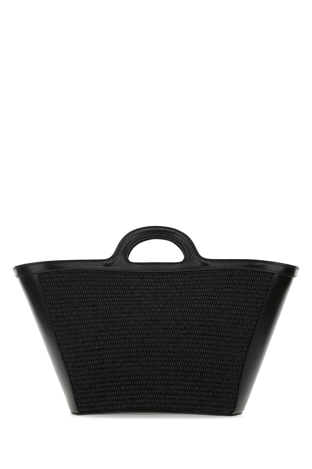 Marni Women Black Leather And Raffia Small Tropicalia Summer Handbag MARNI