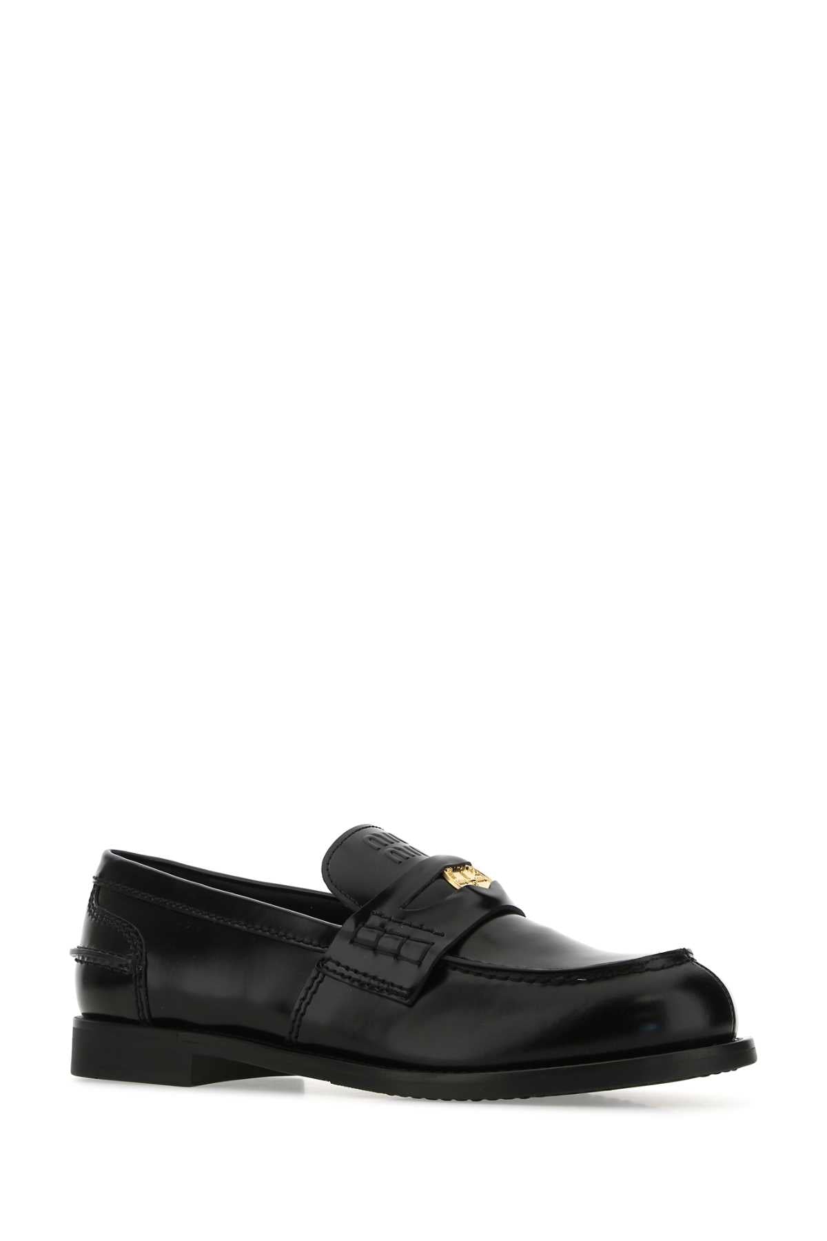 Miu Miu Women Black Leather Loafers MIU MIU