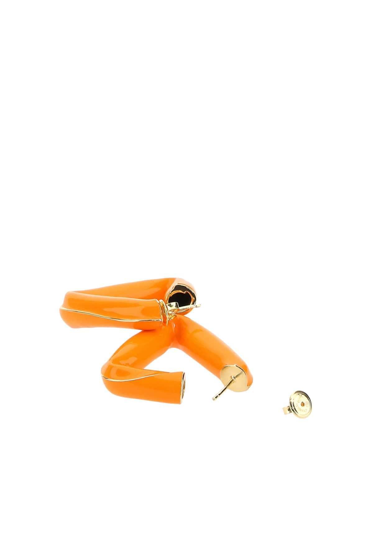 Bottega Veneta Women Orange 925 Silver Fold Earrings BOTTEGA VENETA