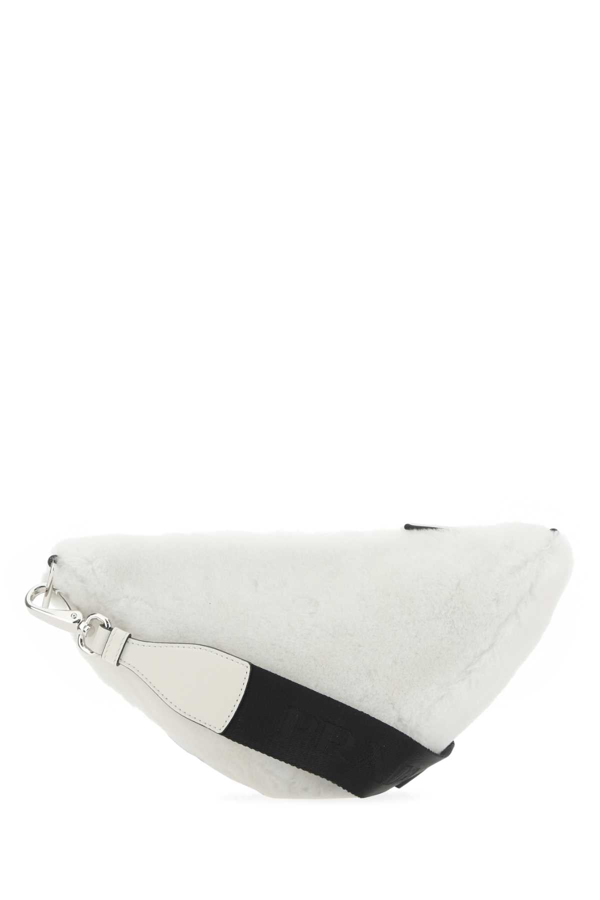 Prada Women White Shearling Triangle Crossbody Bag PRADA