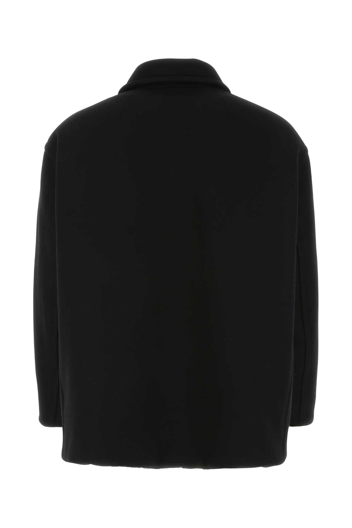 Valentino Garavani Men Black Wool Blend Coat VALENTINO GARAVANI