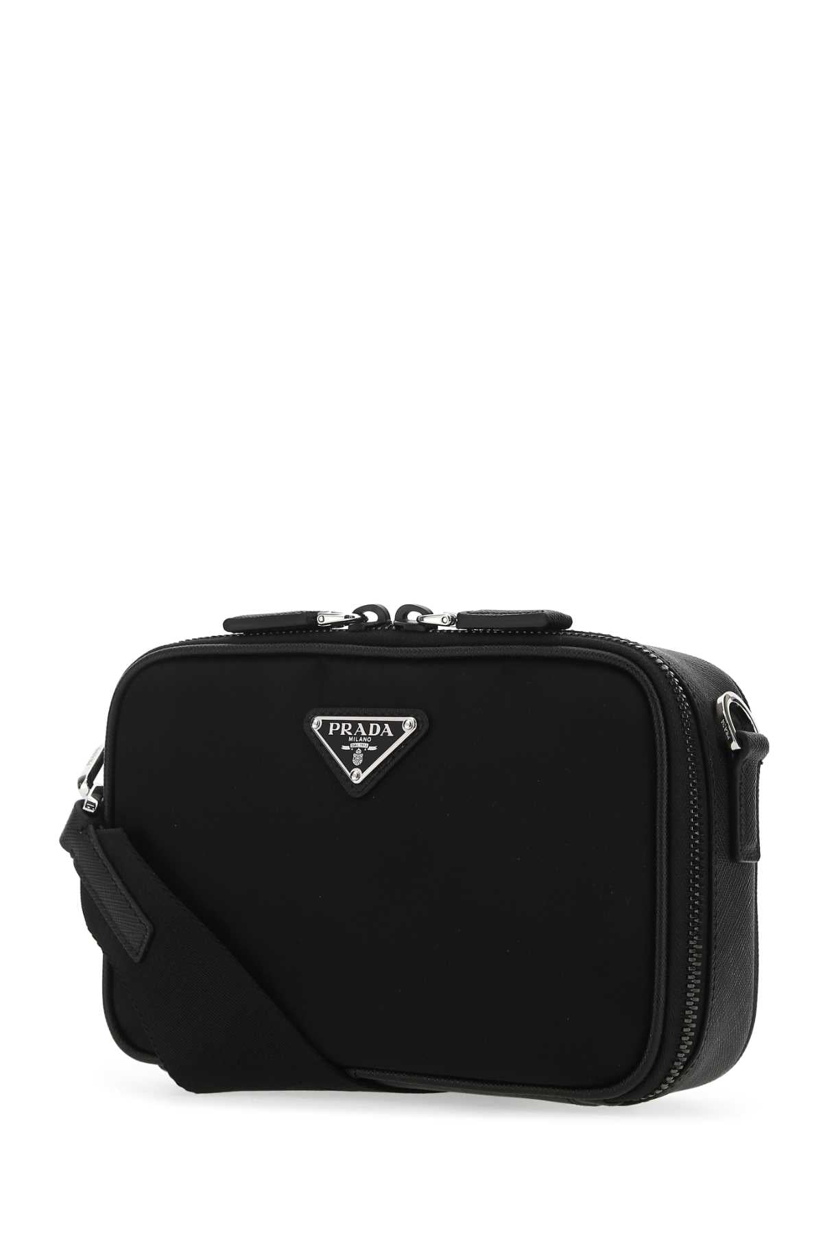 Prada Men Black Leather And Nylon Crossbody Bag PRADA
