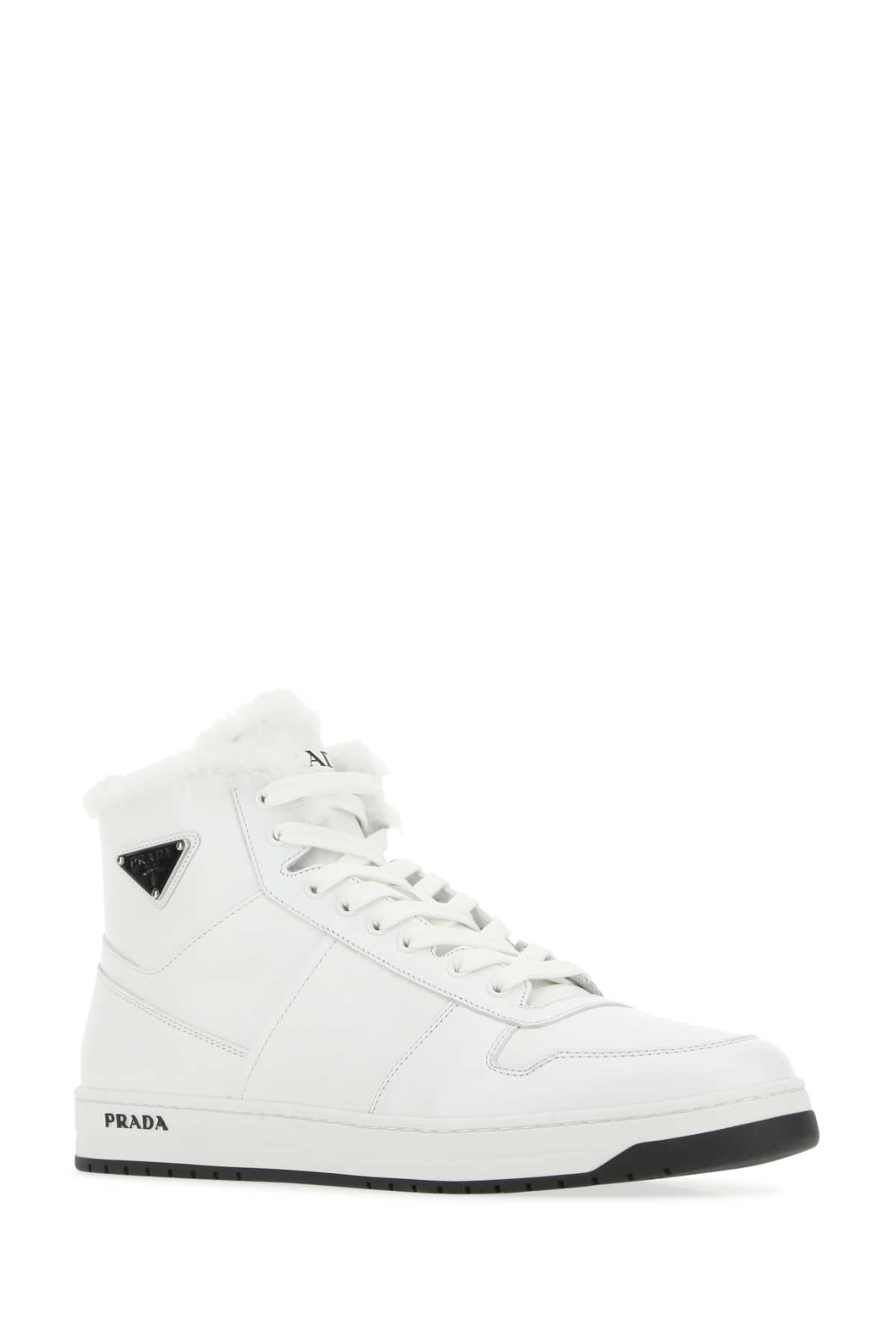 Prada Men White Leather Sneakers PRADA