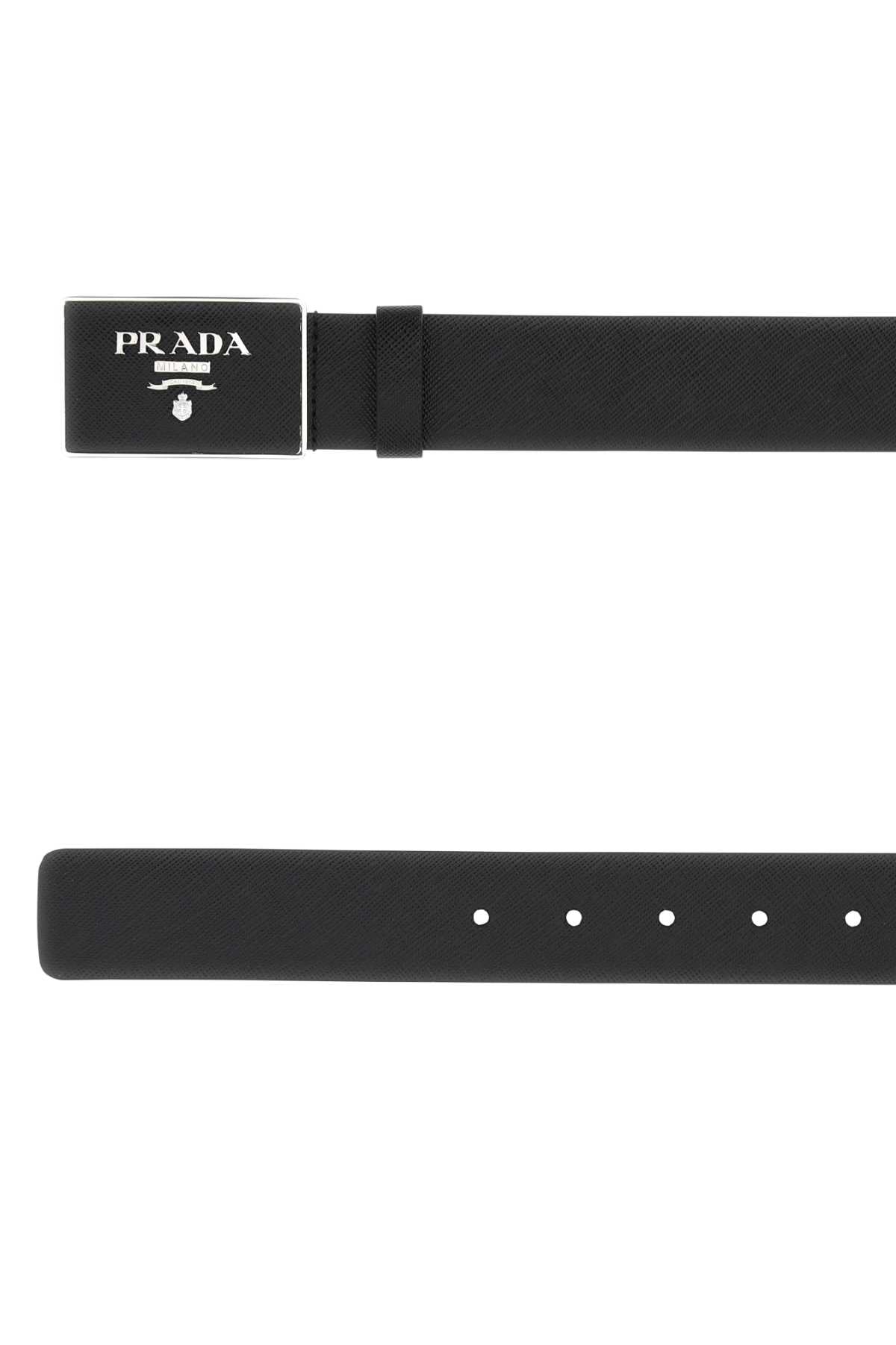 Prada Men Black Leather Belt PRADA
