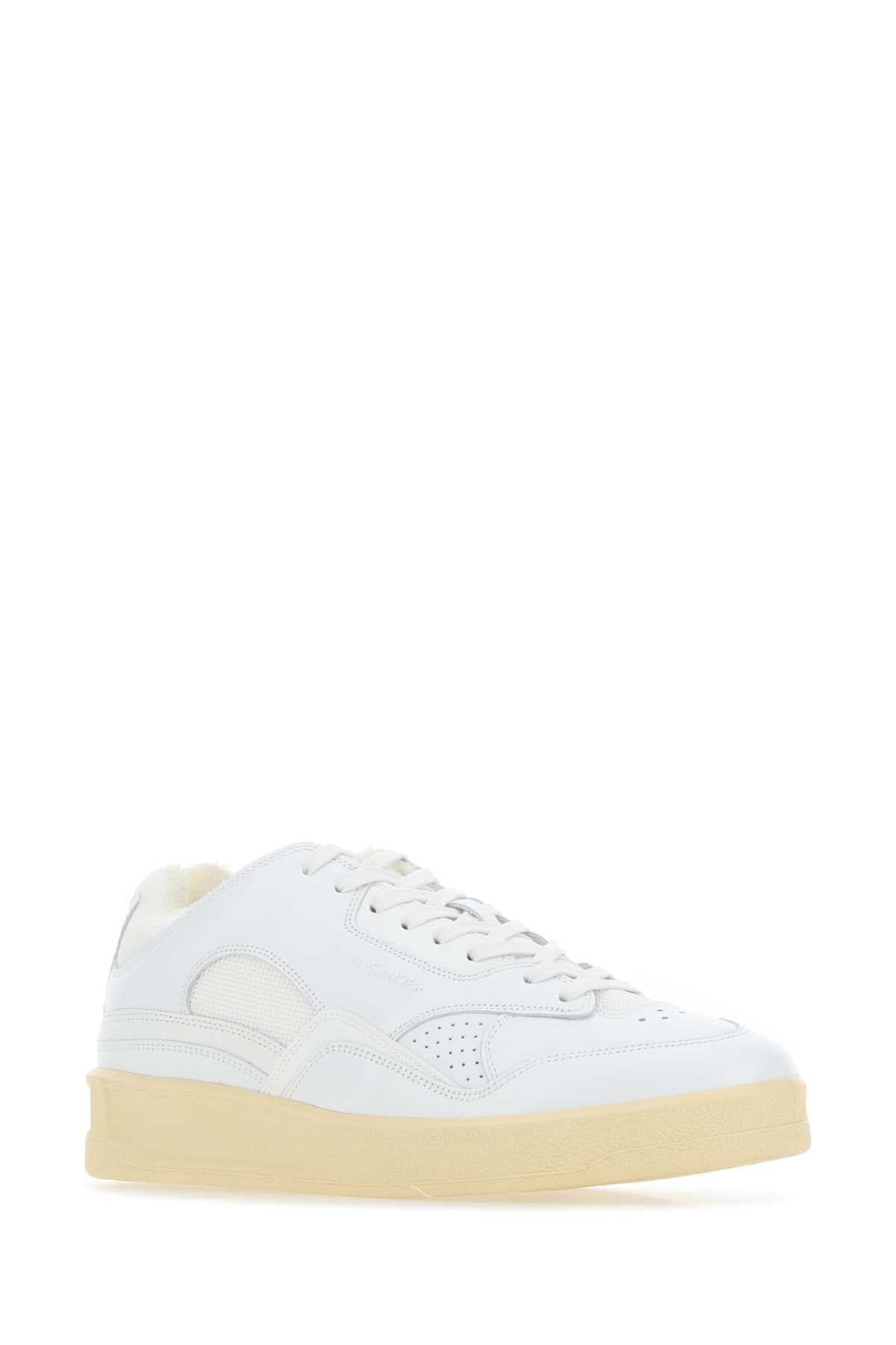 Jil Sander Women White Leather And Fabric Basket Sneakers JIL SANDER