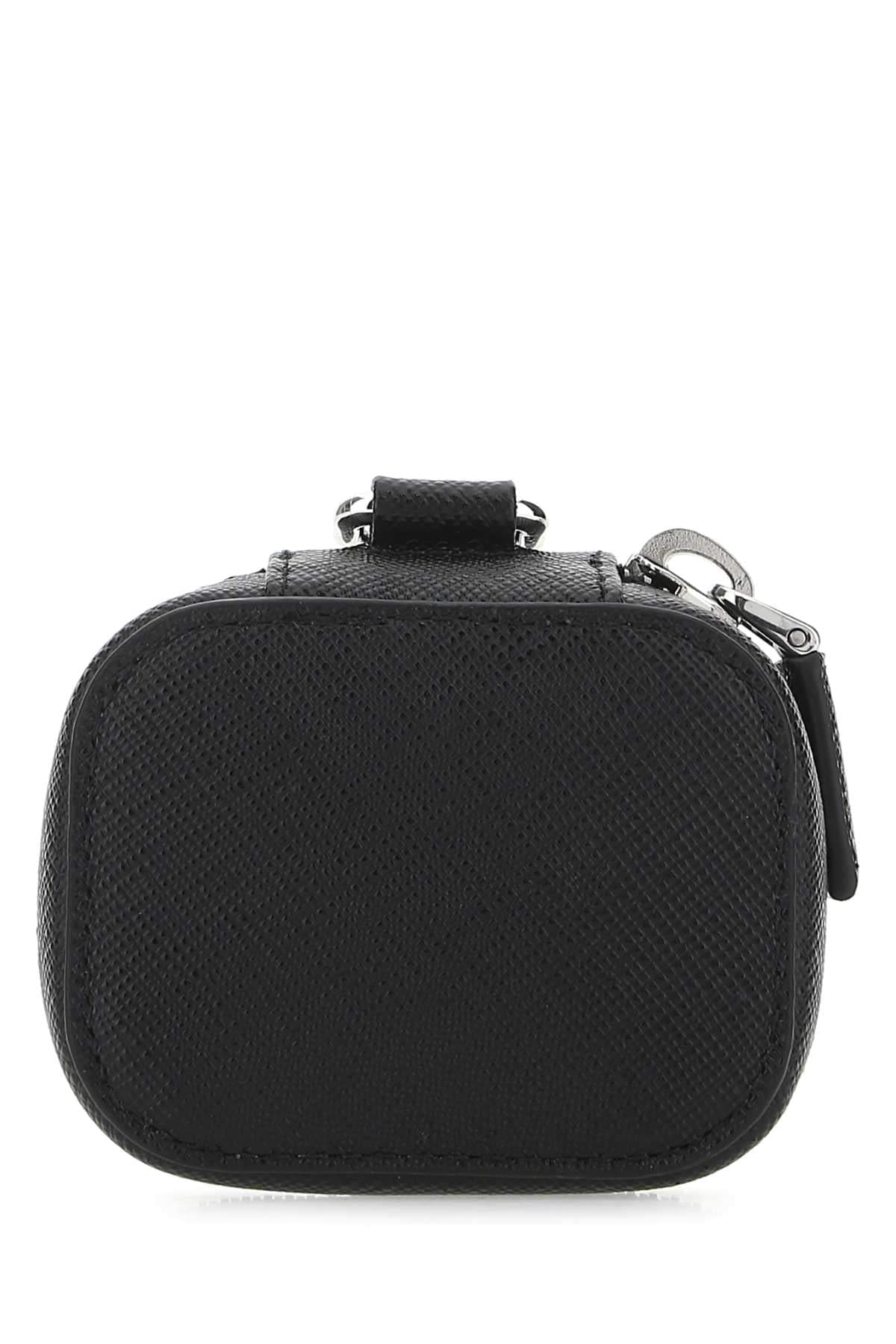 Prada Men Black Leather Air Pods Case PRADA