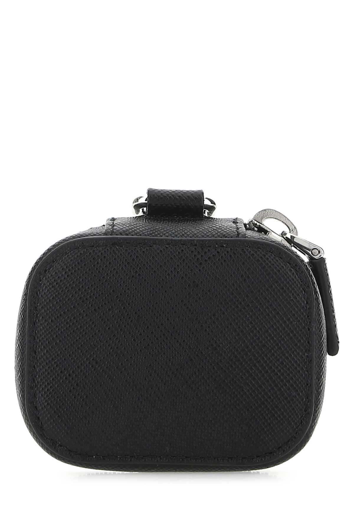 Prada Men Black Leather Air Pods Case PRADA