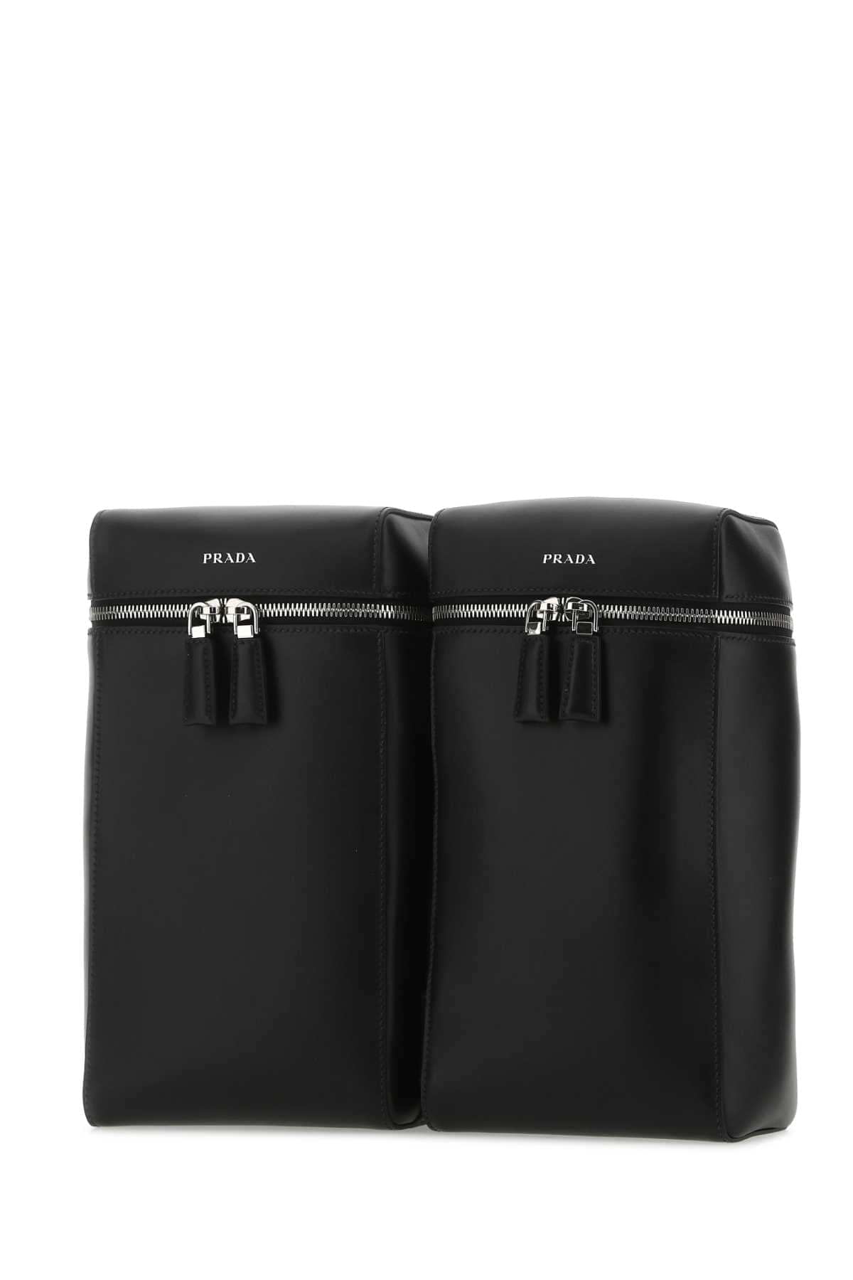 Prada Men Black Leather Backpack PRADA