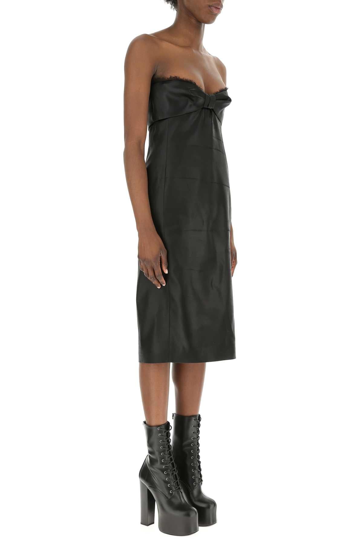 Saint Laurent Women Black Satin Dress SAINT LAURENT