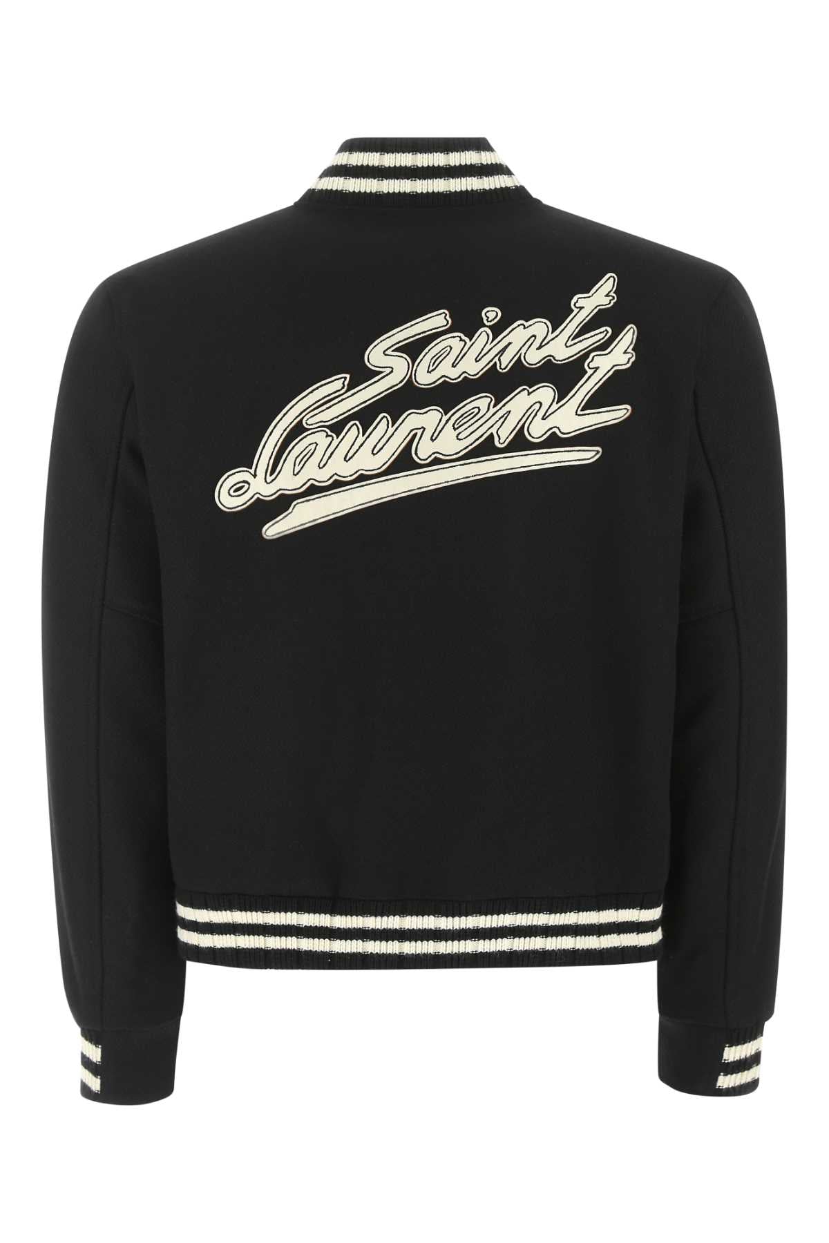 Saint Laurent Men Black Wool Blend Bomber Jacket SAINT LAURENT