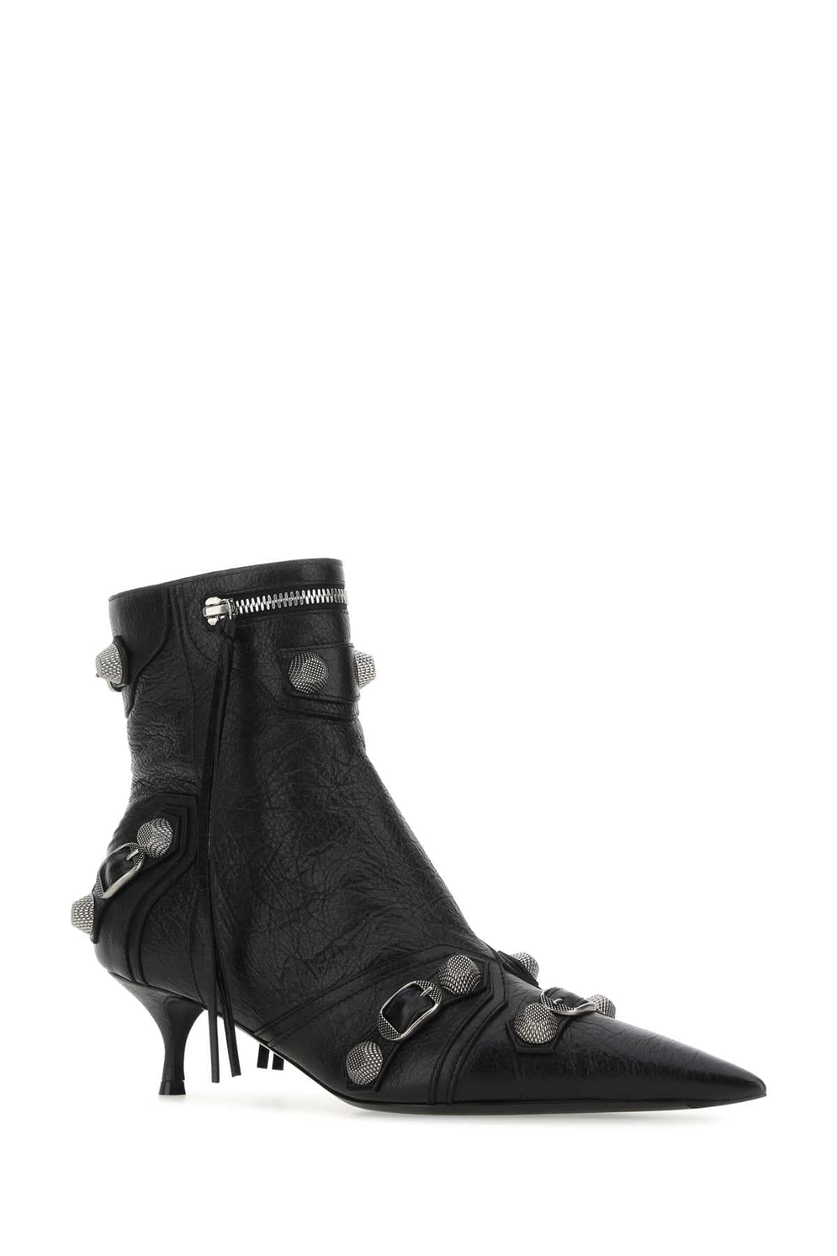 Balenciaga Women Black Leather Cagole Ankle Boots BALENCIAGA