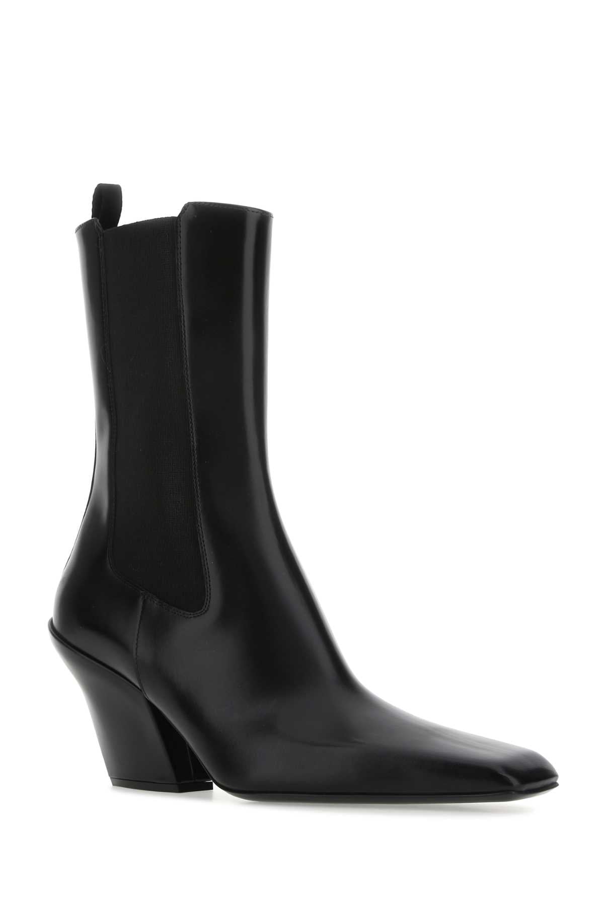 Prada Women Black Leather Ankle Boots PRADA