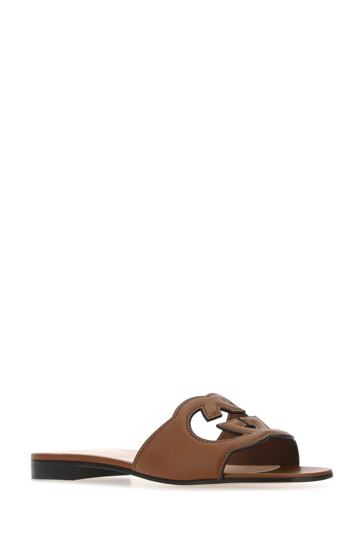 Gucci Women Brown Leather Slippers GUCCI