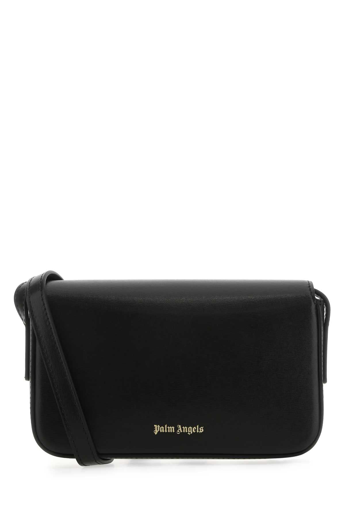 Palm Angels Women Black Leather Palm Beach Bridge Crossbody Bag PALM ANGELS