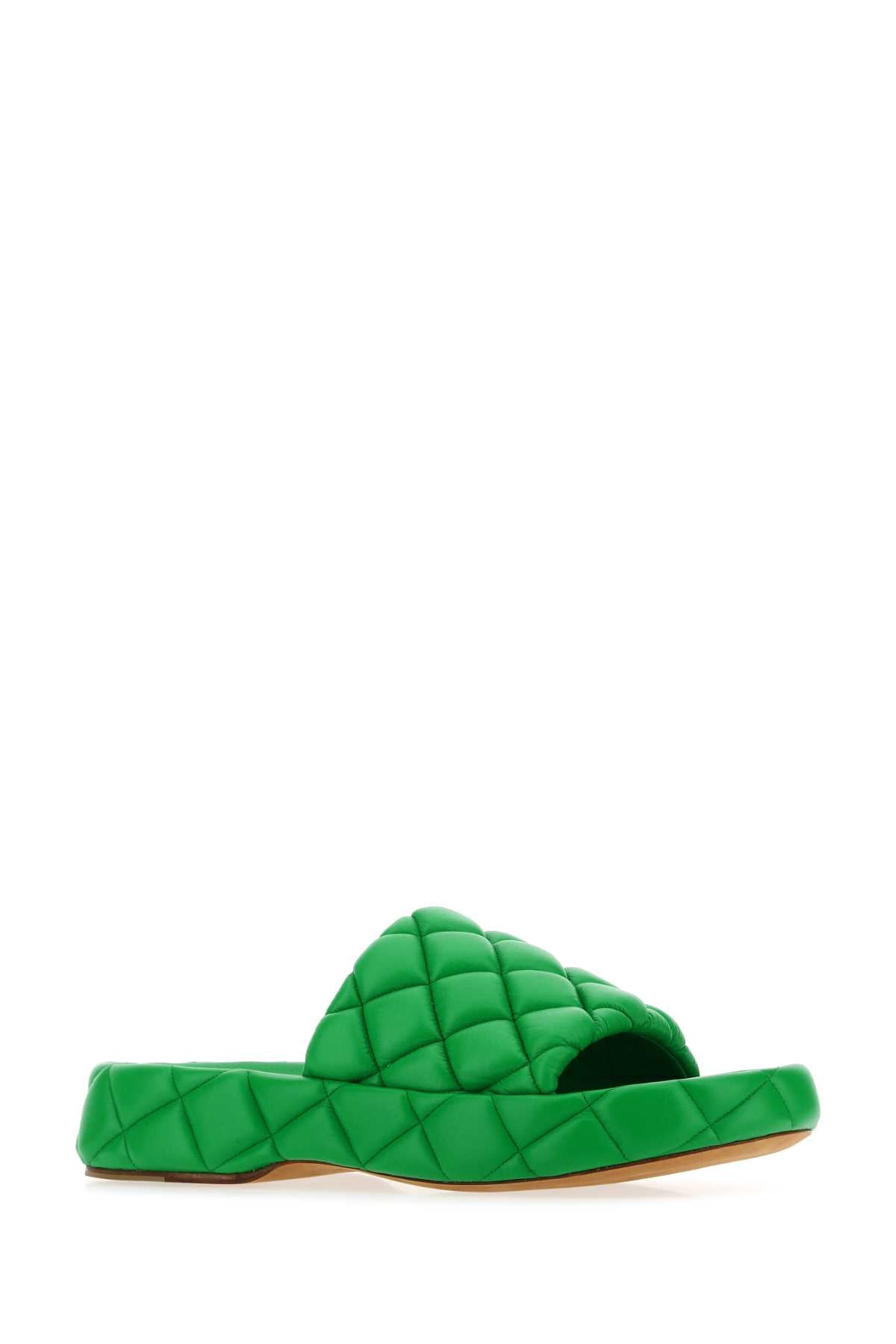 Bottega Veneta Women Grass Green Leather Padded Sandals BOTTEGA VENETA