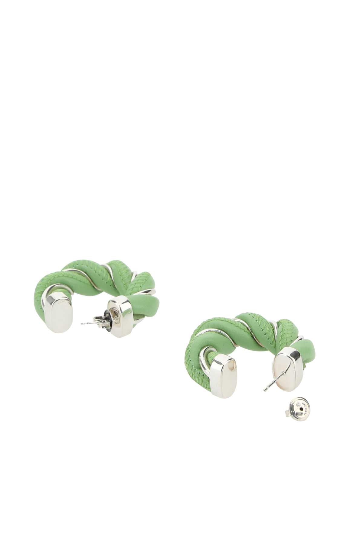 Bottega Veneta Women Pastel Green Nappa Leather And 925 Silver Earrings BOTTEGA VENETA
