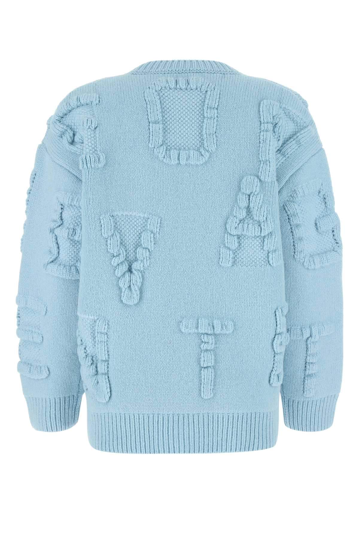 Bottega Veneta Women Light Blue Stretch Wool Blend Shetland Alphabet Oversize Sweater BOTTEGA VENETA