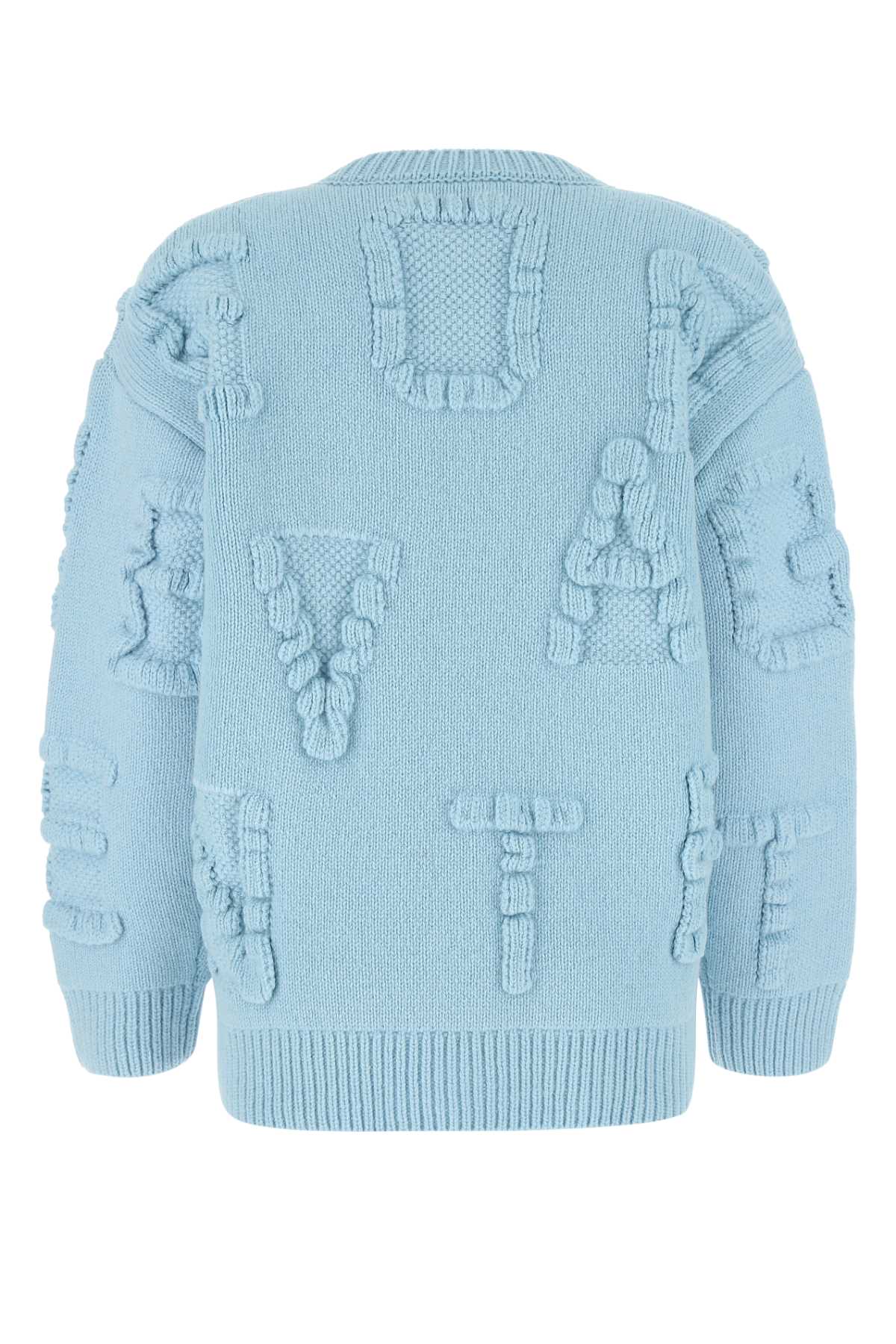 Bottega Veneta Women Light Blue Stretch Wool Blend Shetland Alphabet Oversize Sweater BOTTEGA VENETA