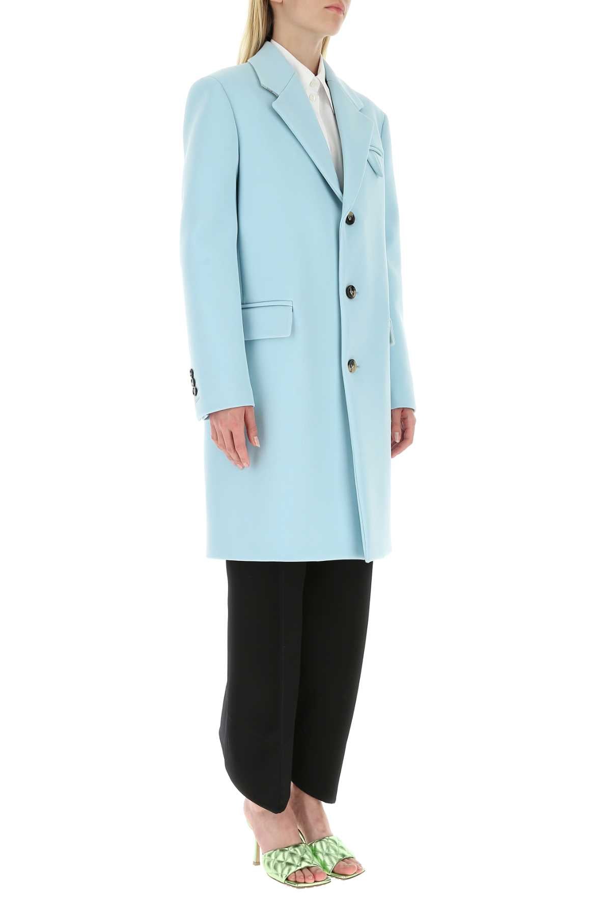 Bottega Veneta Women Pastel Light-Blue Tricotine Coat BOTTEGA VENETA