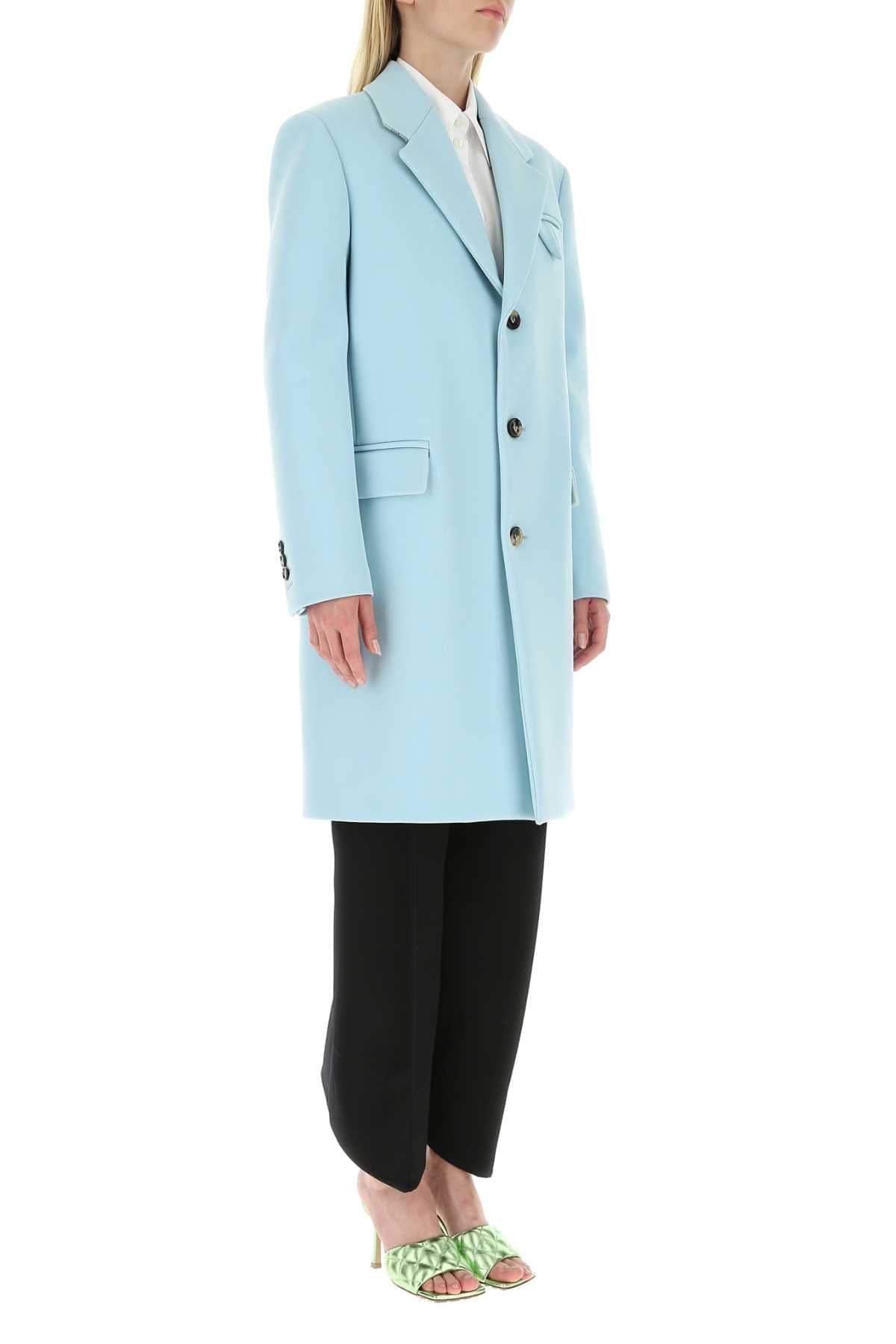 Bottega Veneta Women Pastel Light-Blue Tricotine Coat BOTTEGA VENETA