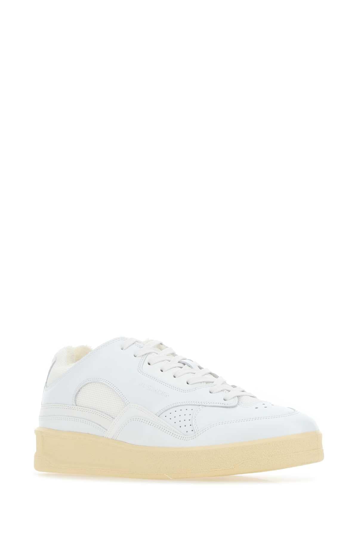 Jil Sander Men White Leather And Fabric Sneakers JIL SANDER