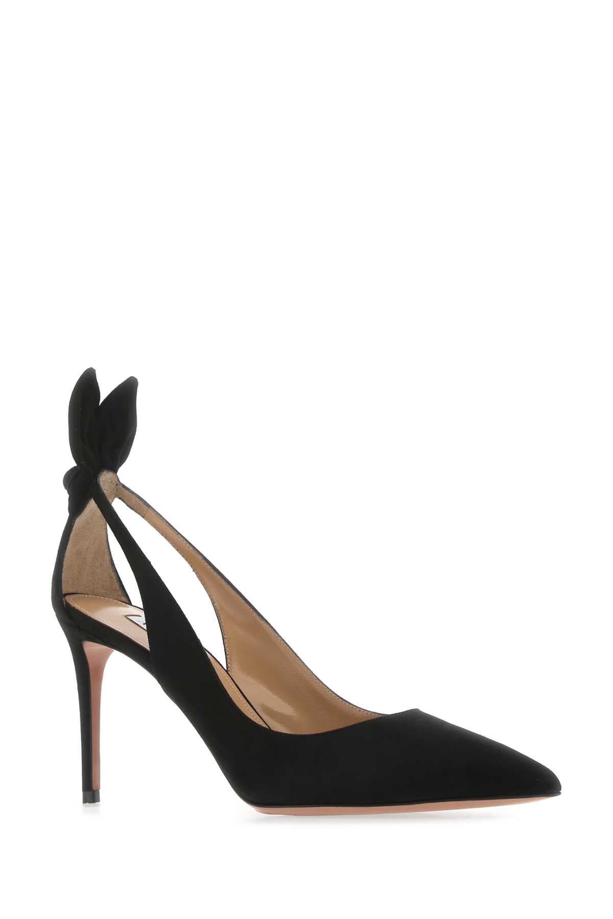 Aquazzura Women Black Suede Bow Tie 85 Pumps AQUAZZURA