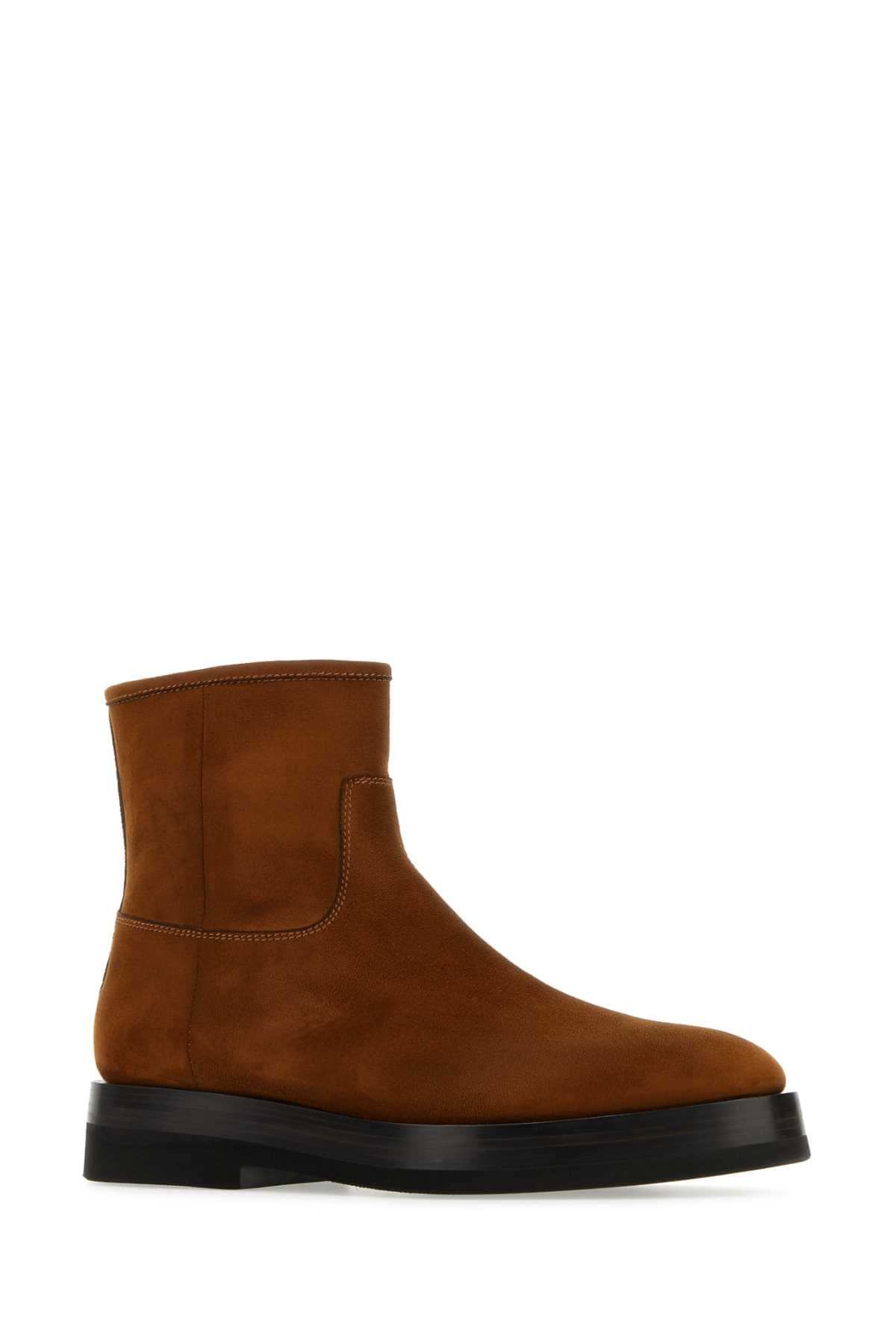 Santoni Men Caramel Suede Ankle Boots SANTONI