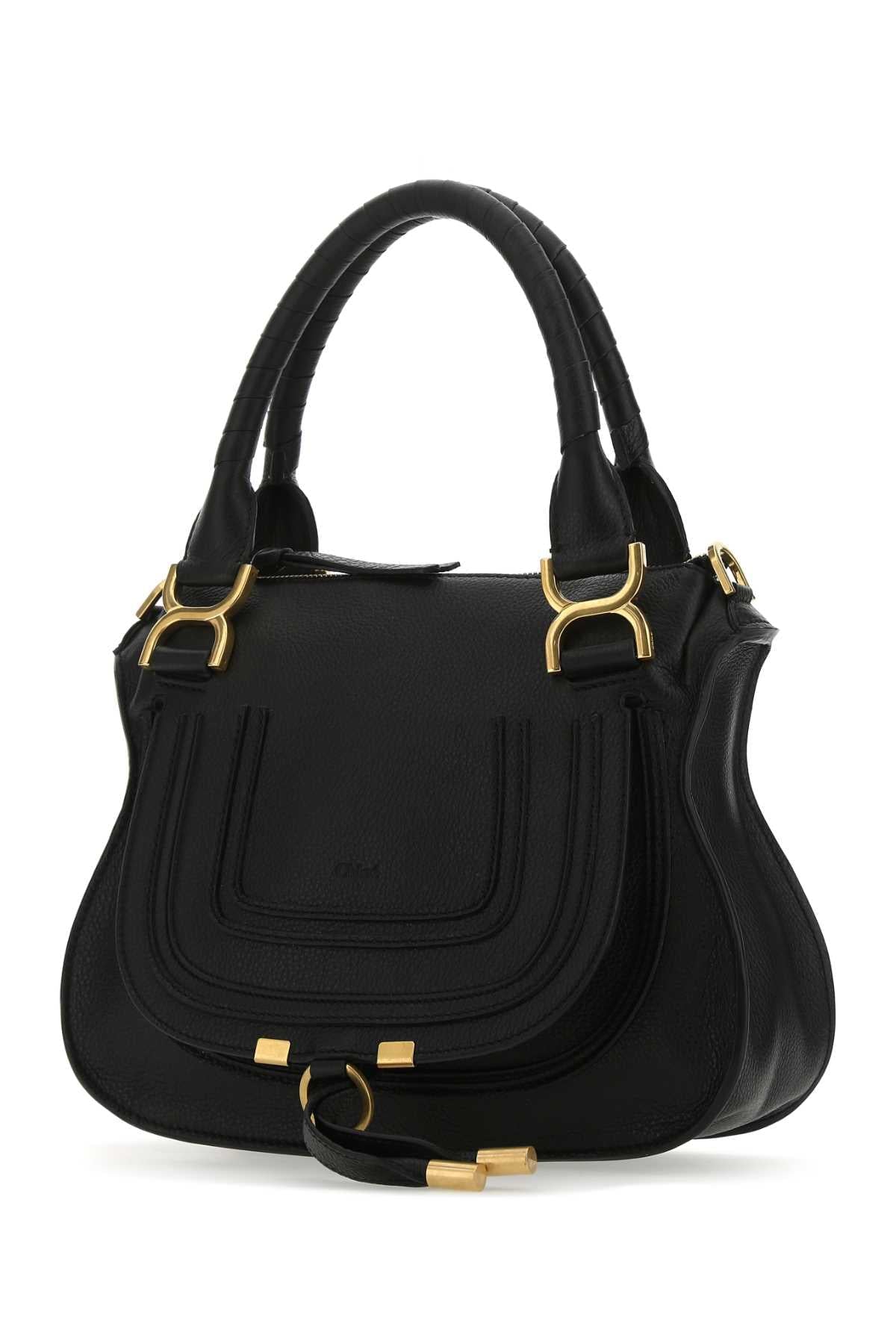 Chloe Women Black Leather Small Marcie Handbag CHLOE