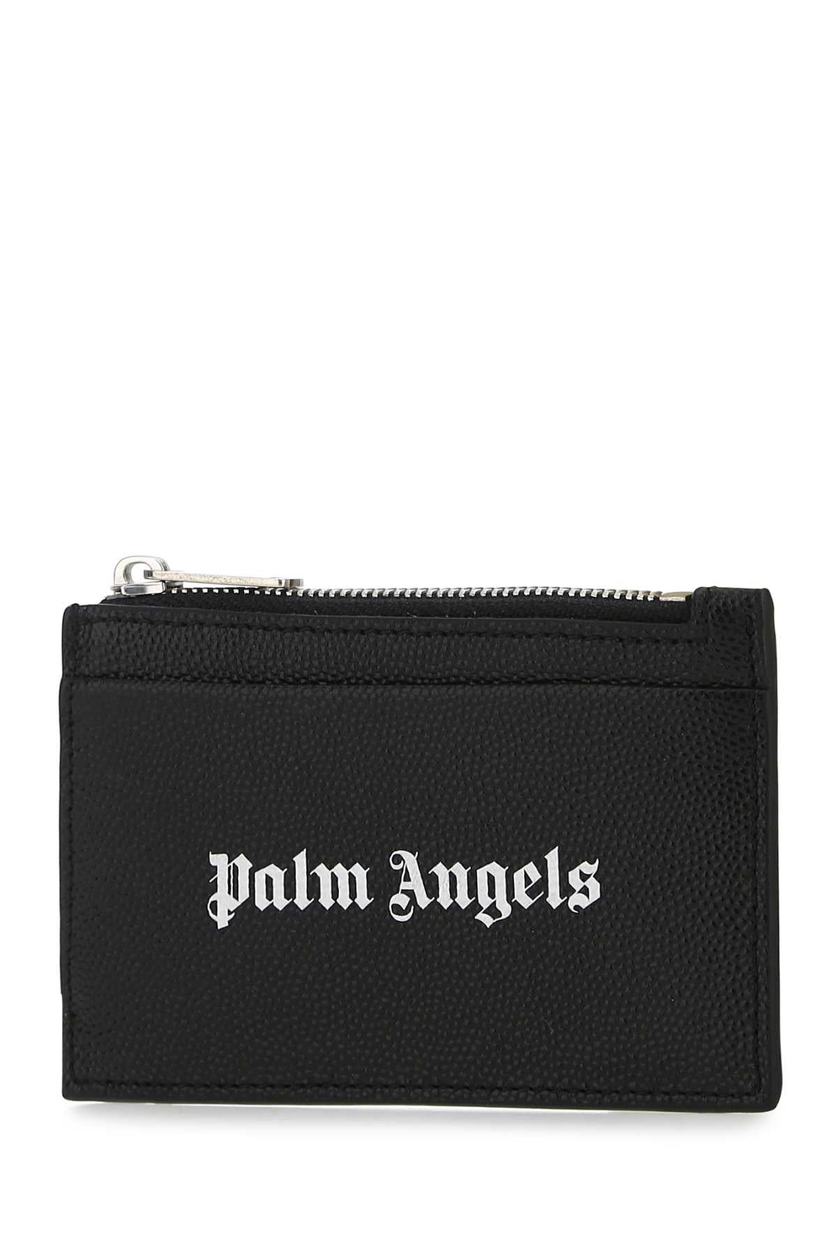 Palm Angels Men Black Leather Card Holder PALM ANGELS