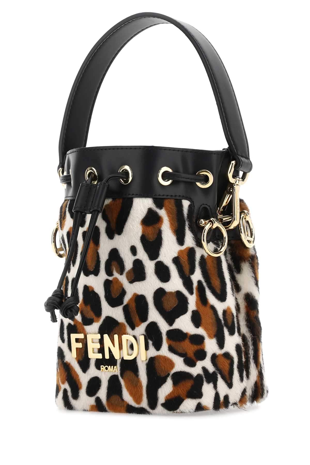 Fendi Women Printed Calf Hair And Leather Mini Mon Tresor Bucket Bag FENDI