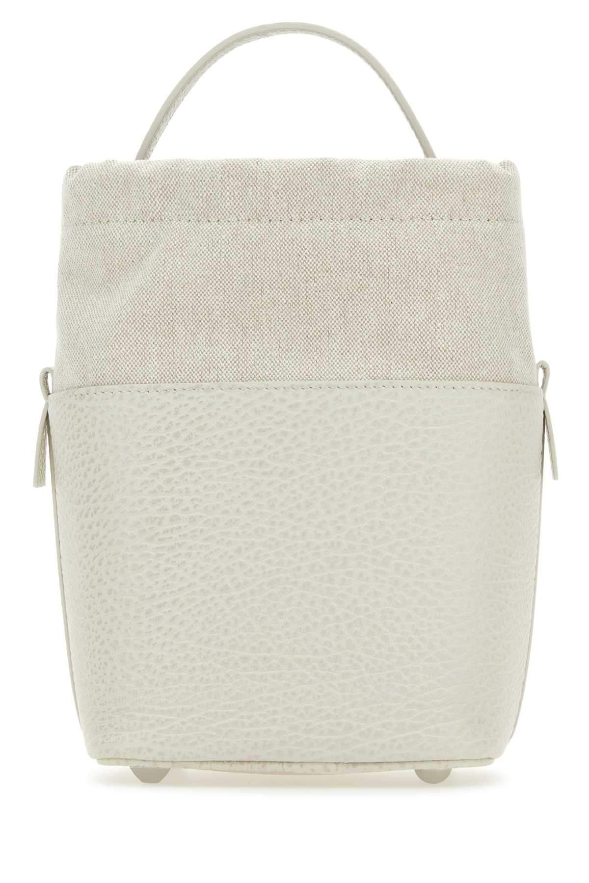 Maison Margiela Women Chalk Leather And Canvas Mini 5Ac Bucket Bag MAISON MARGIELA