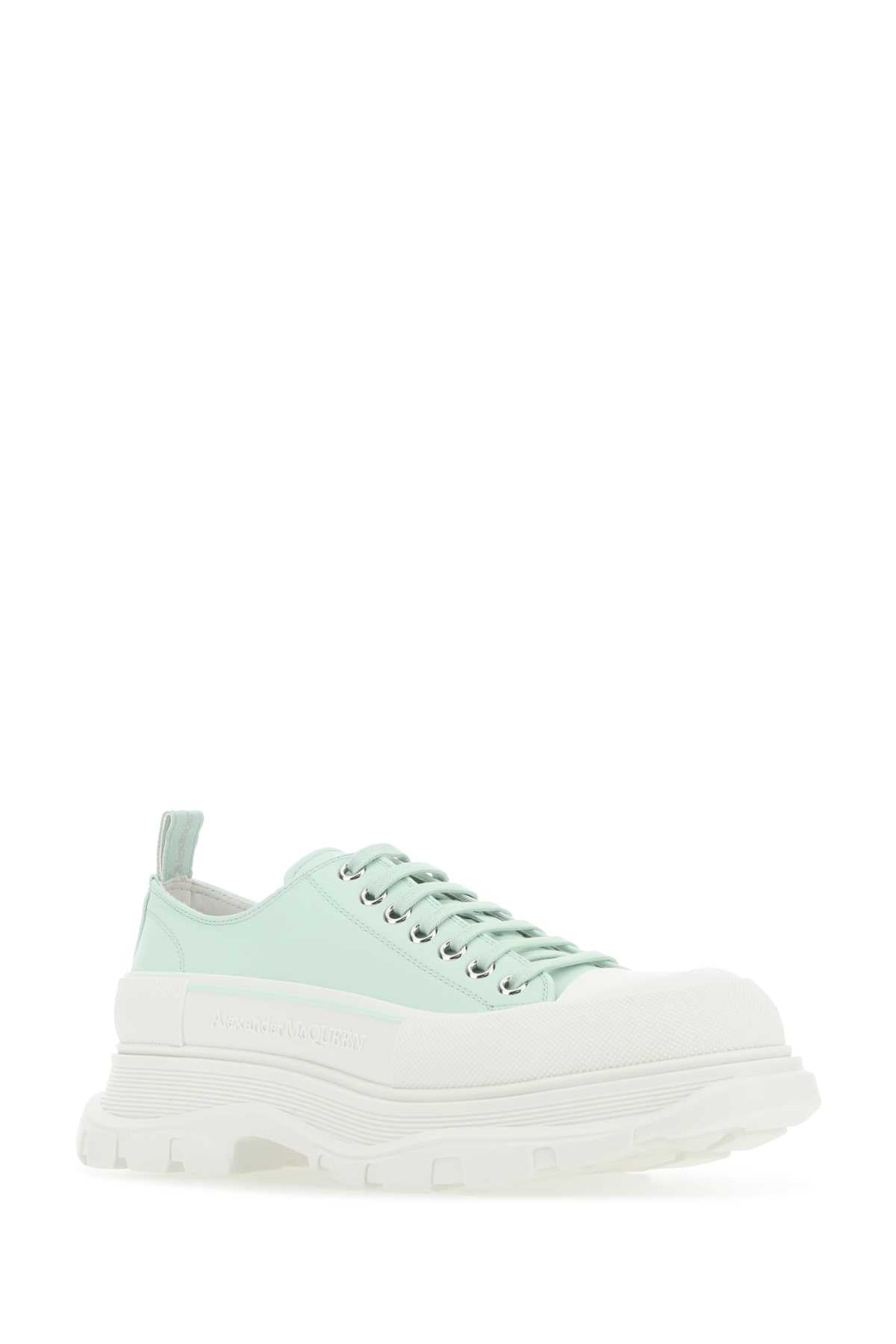 Alexander Mcqueen Men Sea Green Leather Tread Slick Sneakers ALEXANDER MCQUEEN