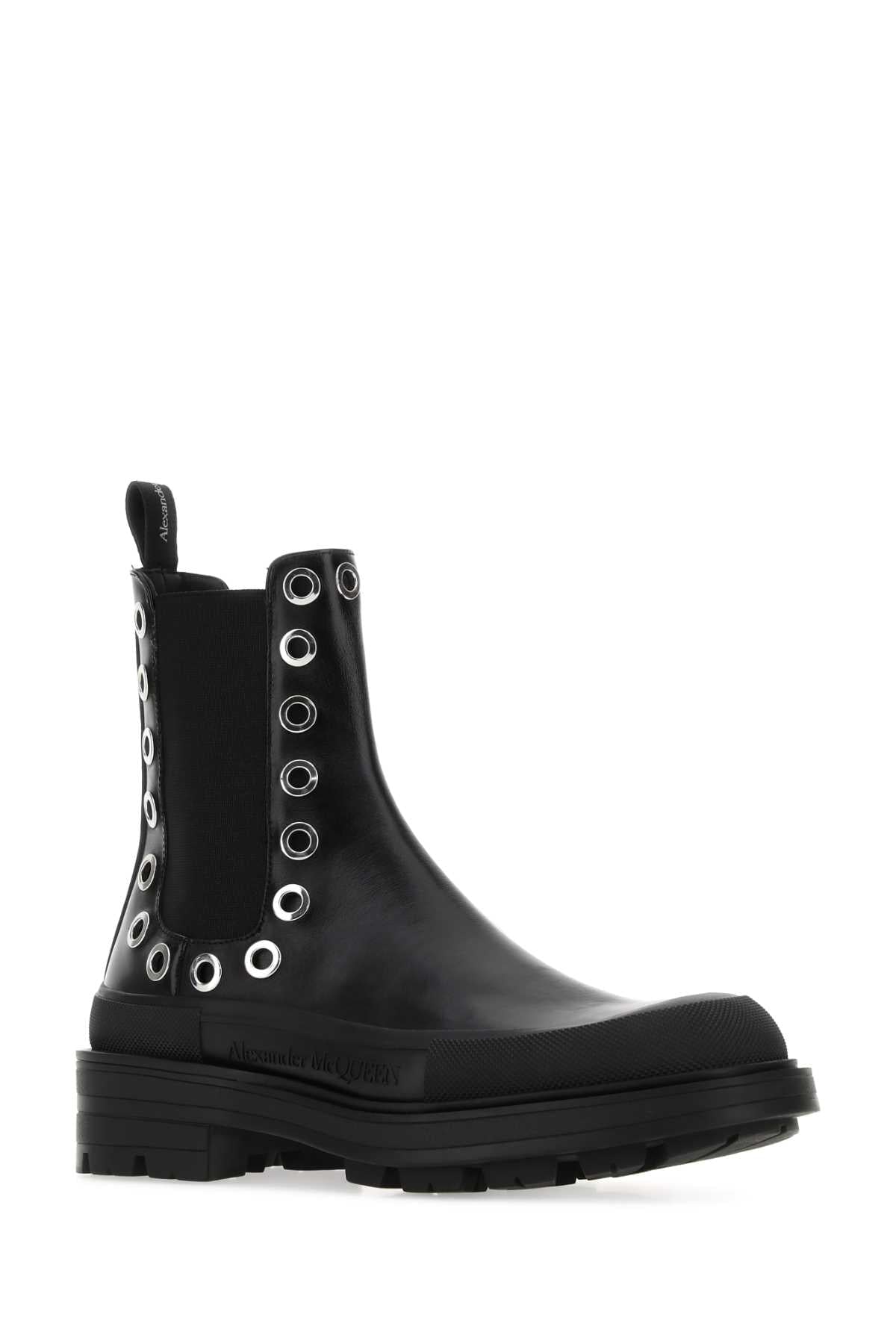 Alexander Mcqueen Men Black Leather Boxcar Ankle Boots
