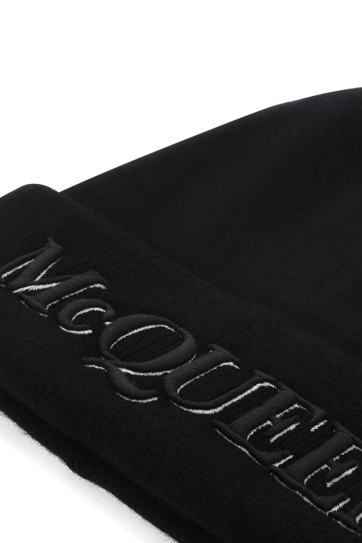 Alexander Mcqueen Men Black Cashmere Beanie Hat ALEXANDER MCQUEEN
