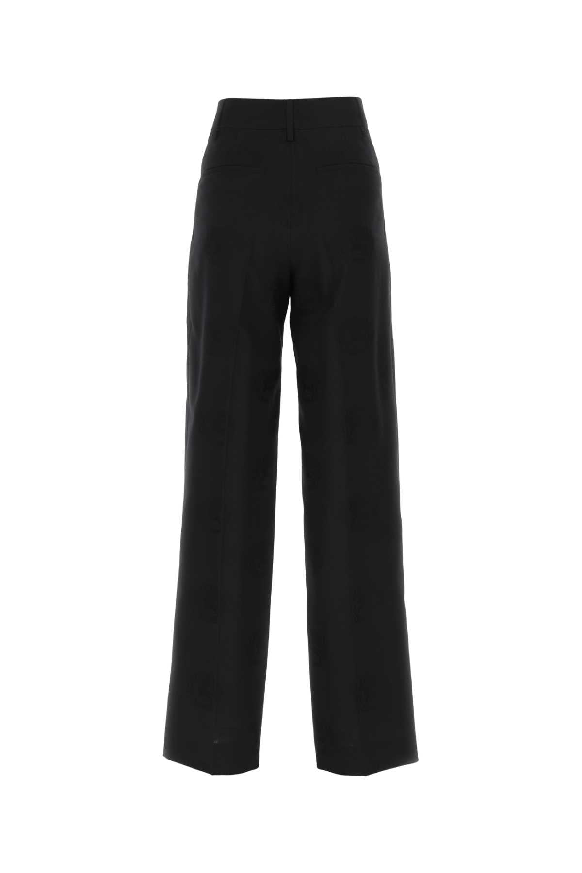 Burberry Women Black Wool Blend Wide-Leg Pant BURBERRY