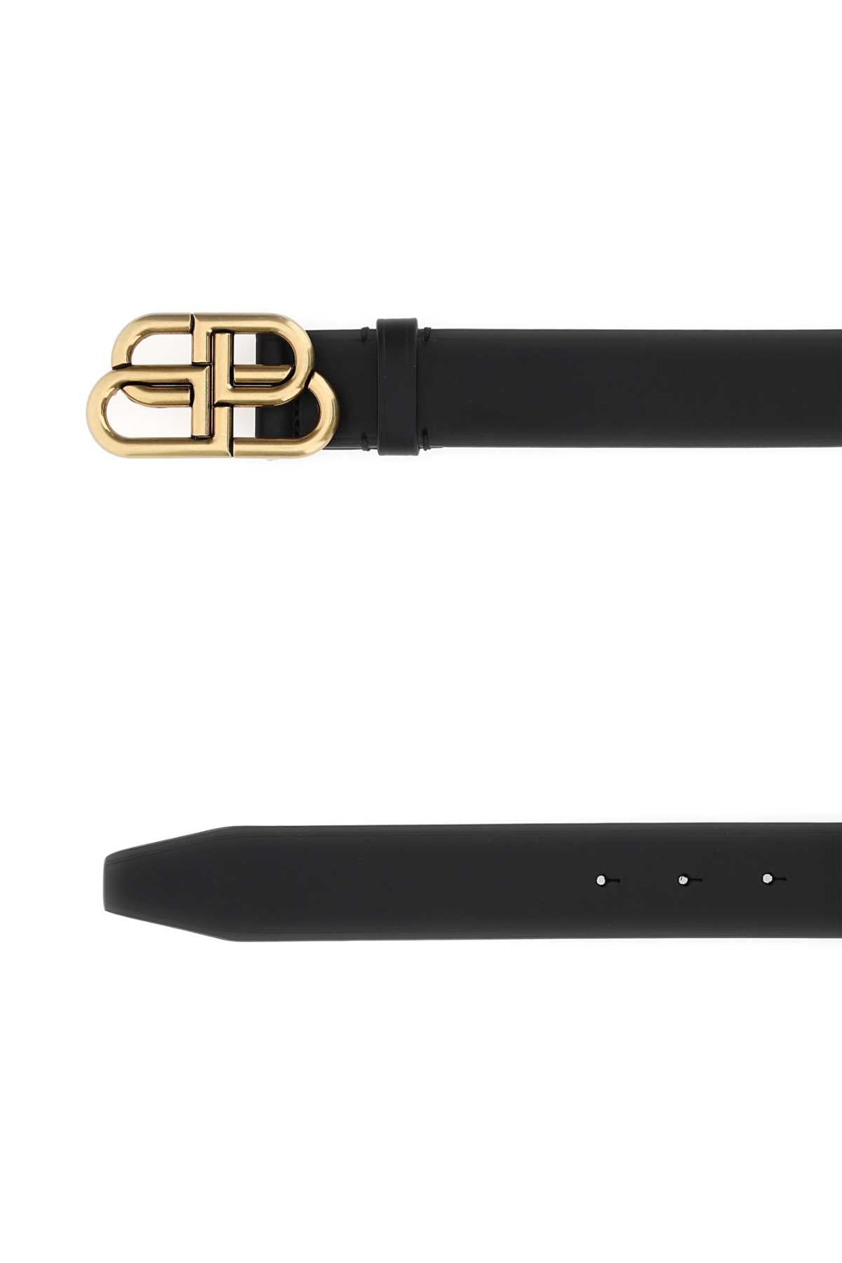 Balenciaga Men Black Leather Bb Belt BALENCIAGA