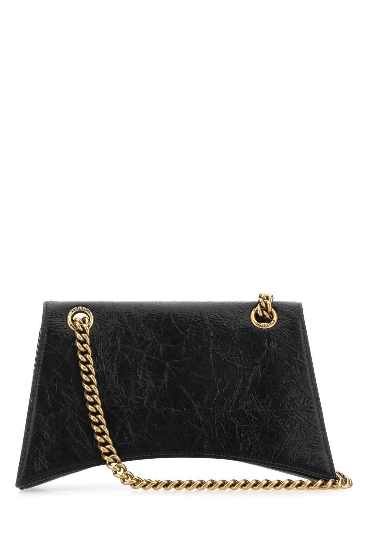 Balenciaga Women Black Leather Crush S Shoulder Bag BALENCIAGA