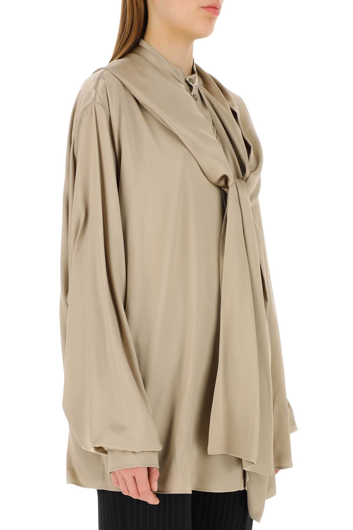 Balenciaga Women Cappuccino Satin Oversize Shirt BALENCIAGA