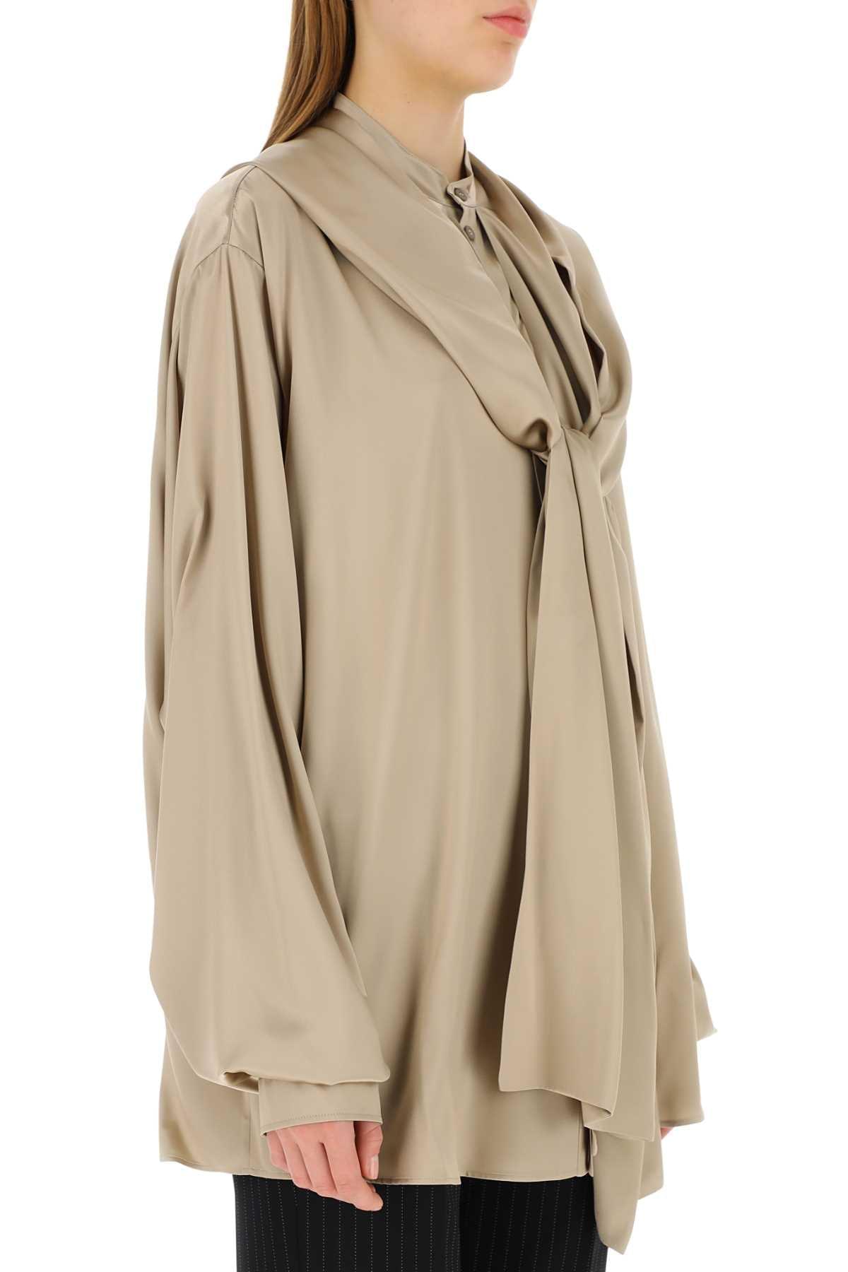 Balenciaga Women Cappuccino Satin Oversize Shirt BALENCIAGA